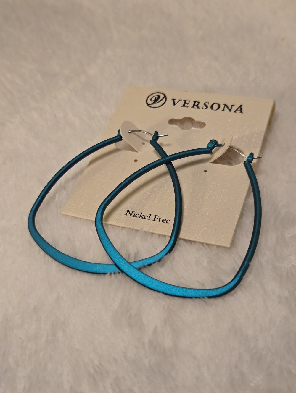 Versona Teal Open Teardrop Hoop Earrings